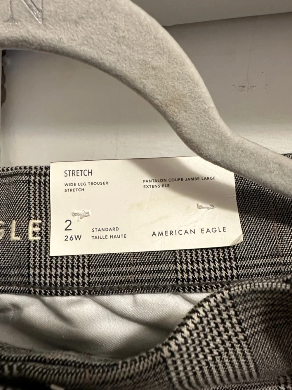 American Eagle Outfitters Gray Plaid Wide-Leg Trousers